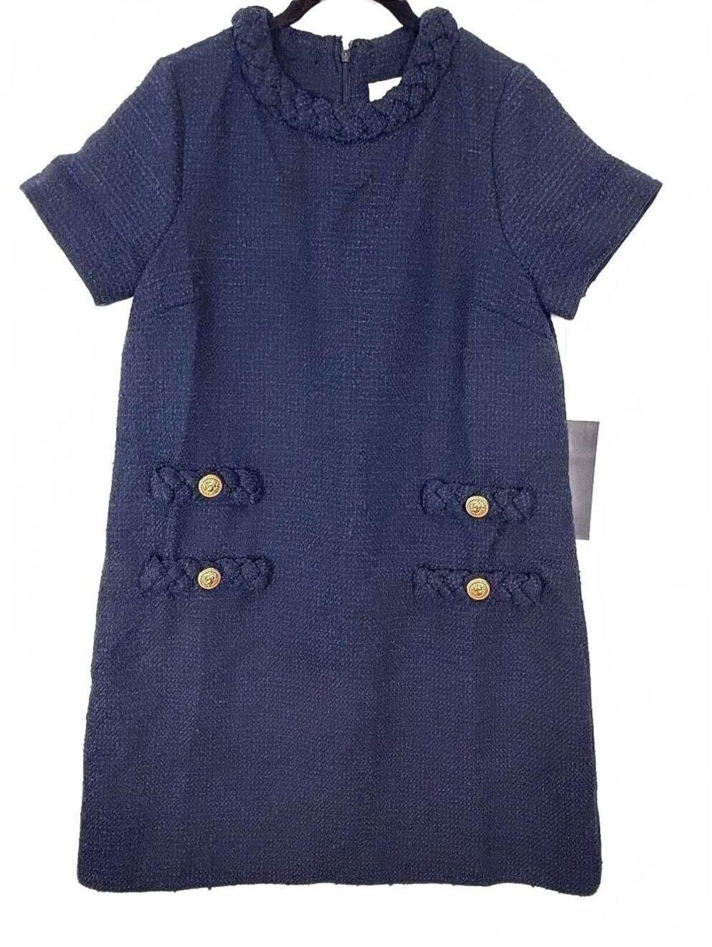 Tuckernuck Women's Navy Tweed Jackie Shift Dress Short Sleeve Size Small NWT!